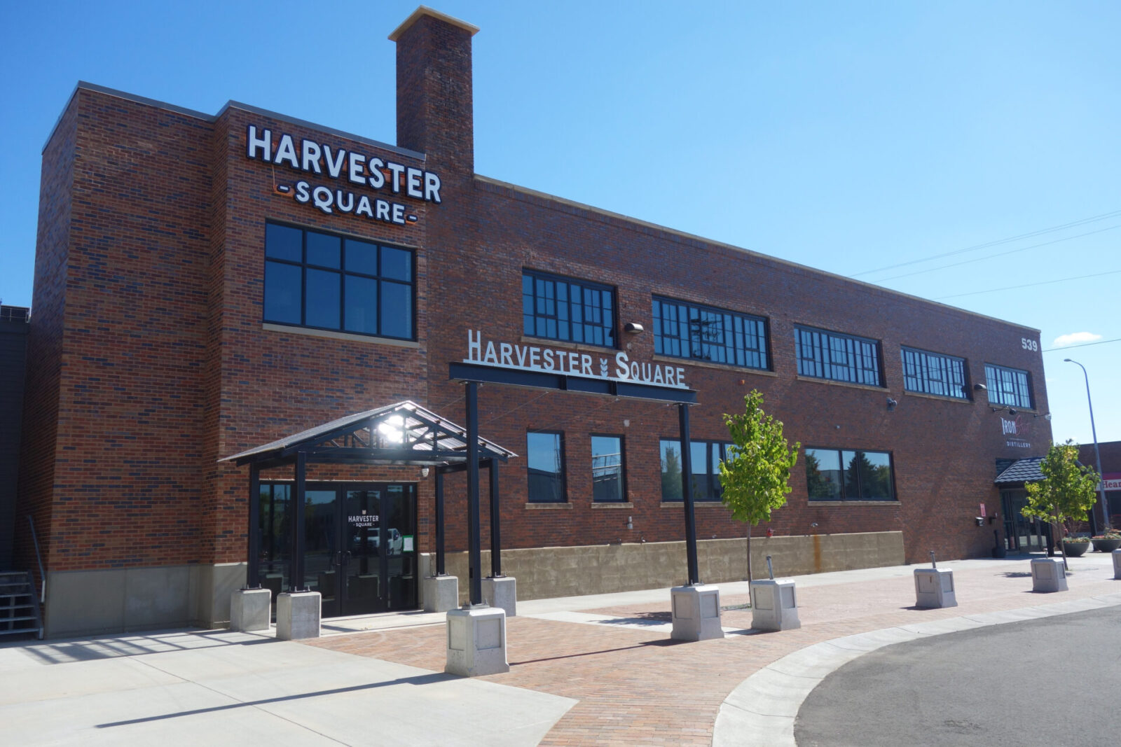Harvester Square exterior and historic steel-replica windows