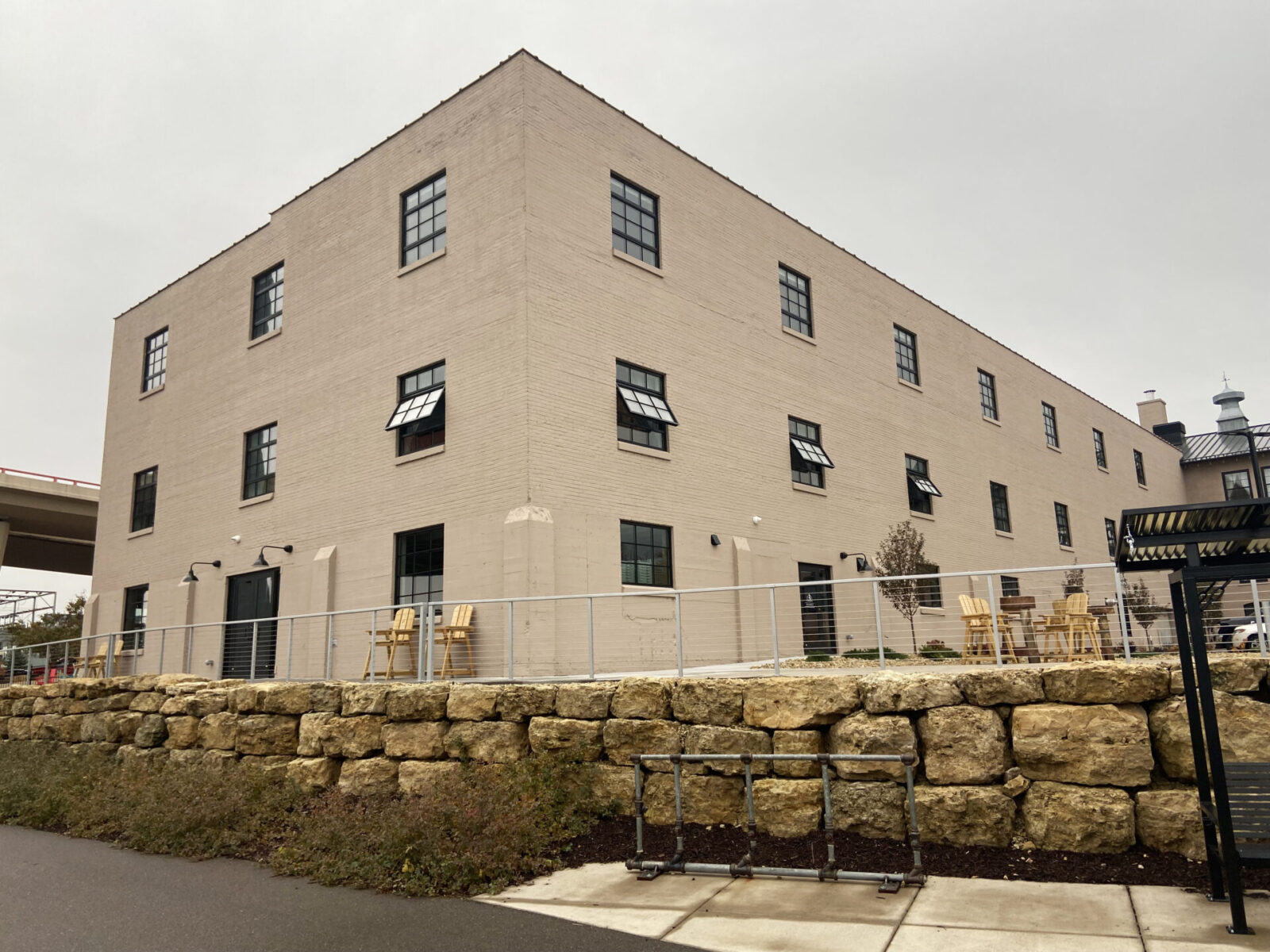Confluence Hotel exterior custom historic steel-replica windows